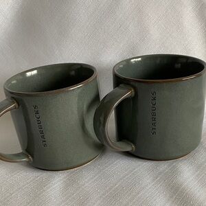 New Starbucks Olive Green Stoneware Mugs